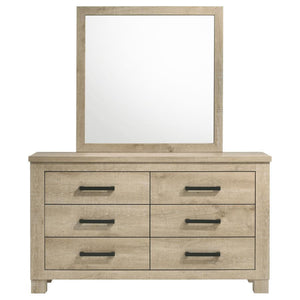Oakglen - 6-Drawer Bedroom Dresser And Mirror - Weathered Oak
