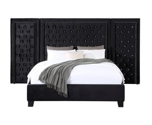 Damazy - Eastern King Bed - Black Velvet