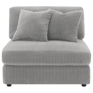  it features soft cushions and wide wale corduroy style upholstery in a soft neutral hue