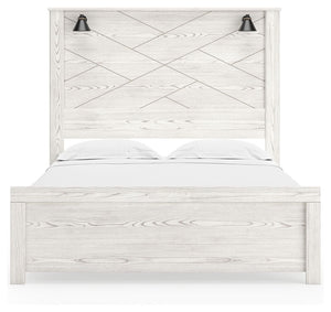 Gerridan - White - Queen Panel Bed with Sconces