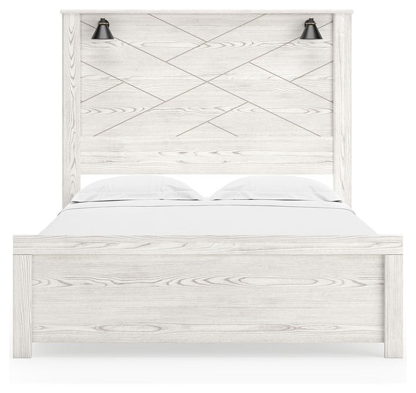 Gerridan - White - Queen Panel Bed with Sconces
