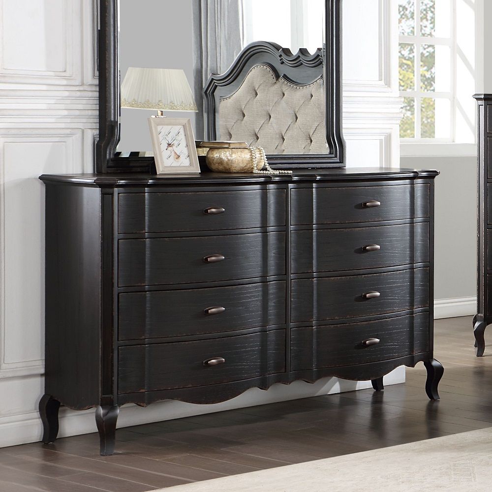 8 Drw Assembled Drawer: GLIDE Side Metal (Full Ext., 45mm), DOVETAIL French Front & English Back, Felt Lined Top Drawer, Manual Close Wooden Cabriole Leg