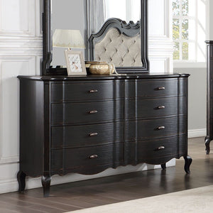 8 Drw Assembled Drawer: GLIDE Side Metal (Full Ext., 45mm), DOVETAIL French Front & English Back, Felt Lined Top Drawer, Manual Close Wooden Cabriole Leg