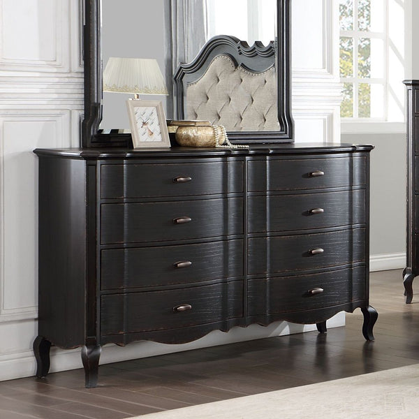 8 Drw Assembled Drawer: GLIDE Side Metal (Full Ext., 45mm), DOVETAIL French Front & English Back, Felt Lined Top Drawer, Manual Close Wooden Cabriole Leg