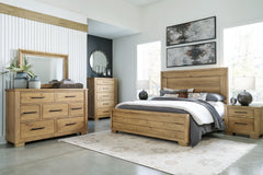 This bedroom package expertly refines the raw beauty of wood, bringing a rustic vibe to urban contemporary design. Urban contemporary design with a rustic vibe. Made with hardwood solids, and thick rustic oak veneer. Natural wood may display natural weath