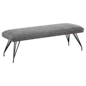 Put the finishing touches on your kitchen or dining room table with this mid-century inspired modern dining bench. Offering vintage appeal, it features splayed, hairpin style legs that bring both lightness and familiarity. The long, backless bench seat is
