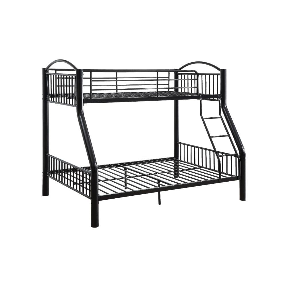 The Cayelynn bunk bed is a great way to free up space in a kids bedroom. It is a round metal tube design and features a built in ladder to the upper twin bed that also has a guardrail. This bed is available in black and silver.<br/><br/><b>Product Feature