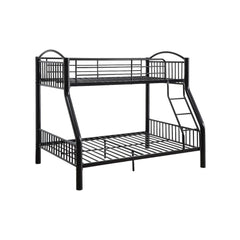 The Cayelynn bunk bed is a great way to free up space in a kids bedroom. It is a round metal tube design and features a built in ladder to the upper twin bed that also has a guardrail. This bed is available in black and silver.<br/><br/><b>Product Feature