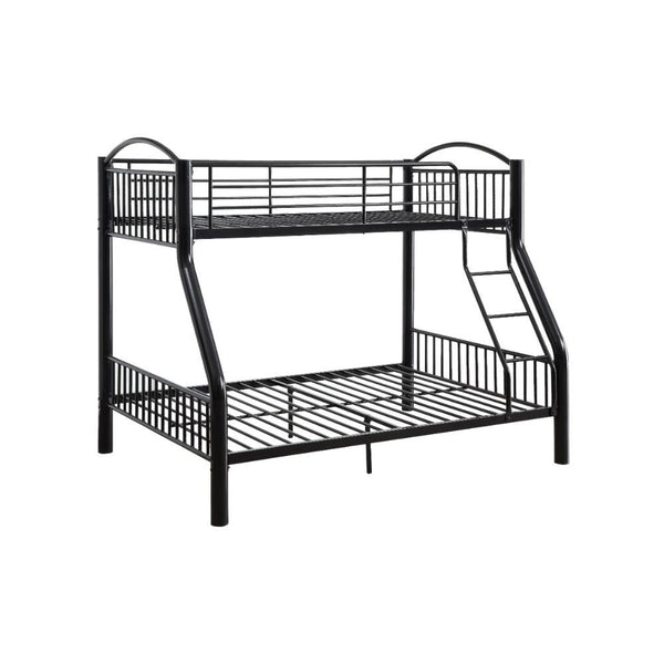 The Cayelynn bunk bed is a great way to free up space in a kids bedroom. It is a round metal tube design and features a built in ladder to the upper twin bed that also has a guardrail. This bed is available in black and silver.<br/><br/><b>Product Feature