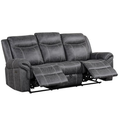 Zubaida - Power Motion With Drop Down Table - Dark Gray Polish Microfiber<br/><br/><b>Product Features</b><ul><li>Seat Construction: Pocket Coil</li><li>Tight Seat & Back Cushion</li><li>KD Back</li><li>Power Motion</li><li>USB Port Included</li><li>Sofa 