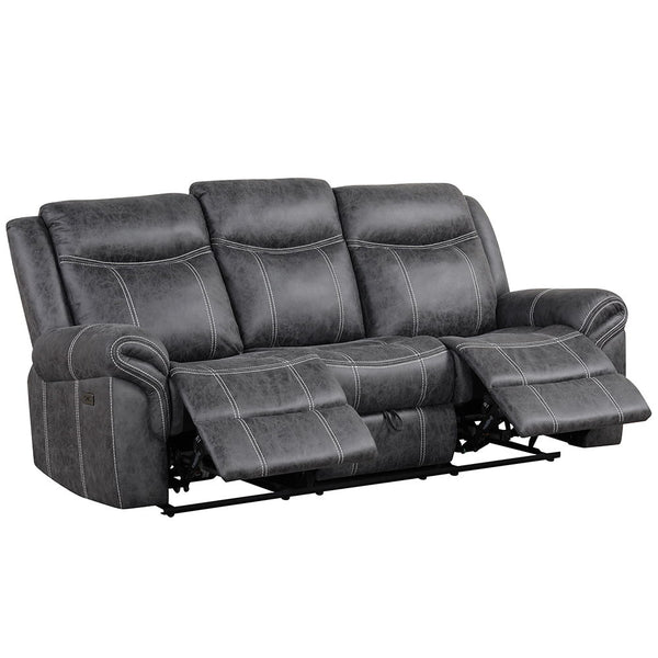 Zubaida - Power Motion With Drop Down Table - Dark Gray Polish Microfiber<br/><br/><b>Product Features</b><ul><li>Seat Construction: Pocket Coil</li><li>Tight Seat & Back Cushion</li><li>KD Back</li><li>Power Motion</li><li>USB Port Included</li><li>Sofa 