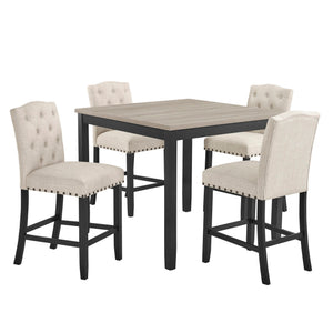 Embrace the allure of natural beauty and timeless elegance with the Daphne 5 Piece Counter Dining set. Crafted with meticulous care and attention to detail, this set features a combination of solid Rubberwood, manufactured woods, and eco-friendly decorati