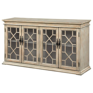 Kiara - 4-Door Wood Lattice Storage Accent Cabinet - Light Honey