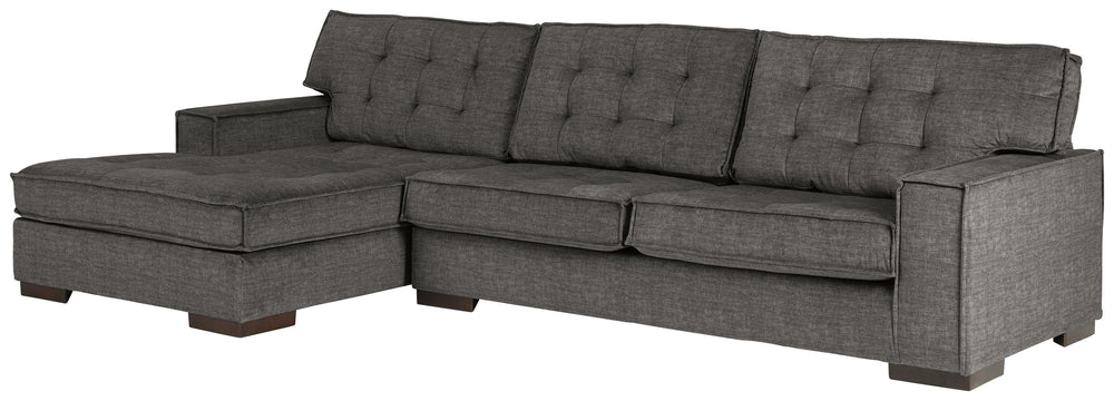 Bringing ultra-contemporary flair to the art of modern interiors, this sectional in charcoal gray velvet is so on point. Brilliantly simple box cushions and wide track arms are outlined with distinctive flange welting for a high-design aesthetic. Tufted c