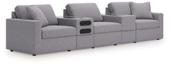 Looking cool and contemporary is great. But when it comes down to it, youâ€™re all about low-maintenance lounging. With the performance fabric on this sectional with audio system, cleaning spills is a breeze. Its customizable modular design caters to your