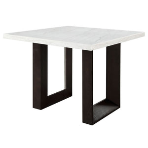 Edwyn - Counter Height Table - White Natural Marble Top & Espresso Finish<br/><br/><b>Product Features</b><ul><li>Square Counter Height Dining Table</li><li>Marble Top</li><li>Fixed Table Top</li><li>Double U-Shape Base w/Beveled</li></ul><br/>