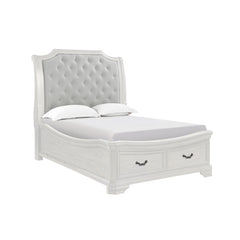 Introducing the Lyndhurst Bed in Vintage Whiteâ€”a marvel of enduring craftsmanship. Crafted from solid Acacia, Acacia veneers, and manufactured wood, this bed ensures unparalleled strength and durability. Its heirloom white finish, achieved through a met