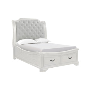 Introducing the Lyndhurst Bed in Vintage Whiteâ€”a marvel of enduring craftsmanship. Crafted from solid Acacia, Acacia veneers, and manufactured wood, this bed ensures unparalleled strength and durability. Its heirloom white finish, achieved through a met