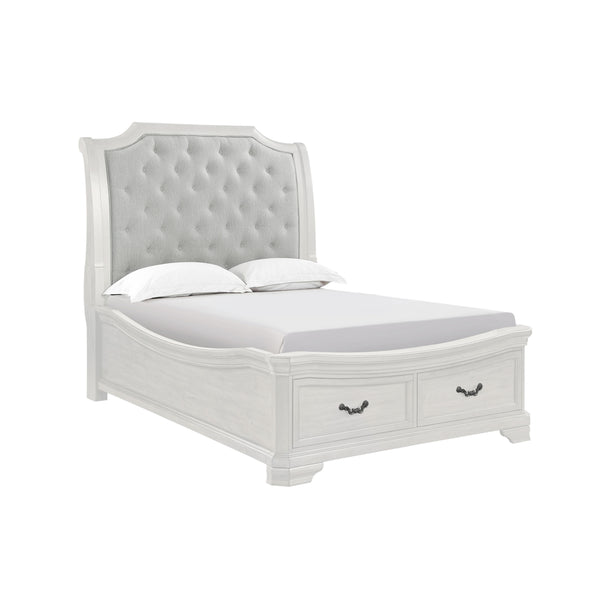 Introducing the Lyndhurst Bed in Vintage Whiteâ€”a marvel of enduring craftsmanship. Crafted from solid Acacia, Acacia veneers, and manufactured wood, this bed ensures unparalleled strength and durability. Its heirloom white finish, achieved through a met
