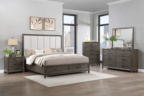 The Landon 6-Piece Wood Platform Bedroom Set is a perfect blend of durability, style, and functionality, ideal for creating a modern and organized bedroom. Crafted from solid Pine, high-quality engineered woods, and genuine Mindi wood veneers, this set is