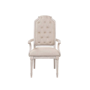 KD, Arm Chair (High Back) Stationary Seat: Standard Dining Height Padded SEAT & BACK: Fabric () _ Padded Backrest: Rolled with Wooden Trim, Button Tufted (Inside) Seat Construction: Cushion & Wooden Apron (Box Seat, Foam, Ply) Wooden Reeded-Tapered Leg Wo