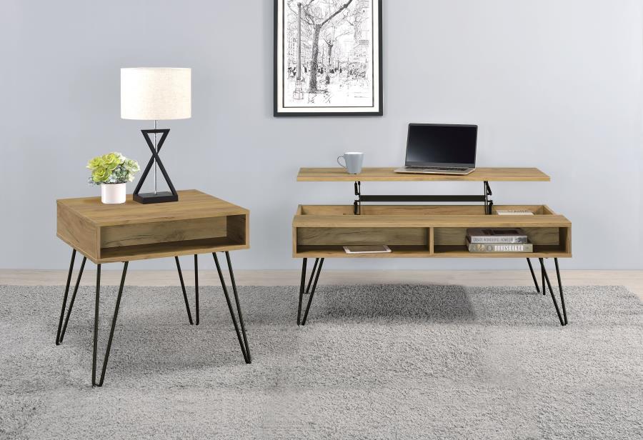 Fanning - 2 Piece Lift Top Coffee And End Table Set - Golden Oak