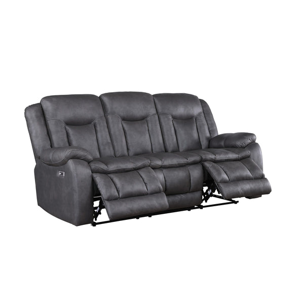  and modern functionality. This power couch is upholstered in sumptuously soft 100% polyester fabric in a gray color