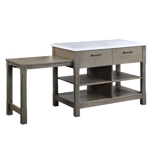 KD 2 Storage Drawer & 4 Open Compartment Wood Frame Marble Top 1 Pull-Out Table Included (Wooden Top)<br/><br/><b>Product Features</b><ul><li>KD</li><li>2 Storage Drawers & 4 Open Compartments</li><li>Wood Frame</li><li>Marble Top</li><li>1 Pull-Out Table
