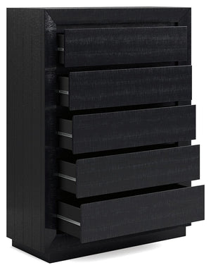 Londer - Black - Five Drawer Chest