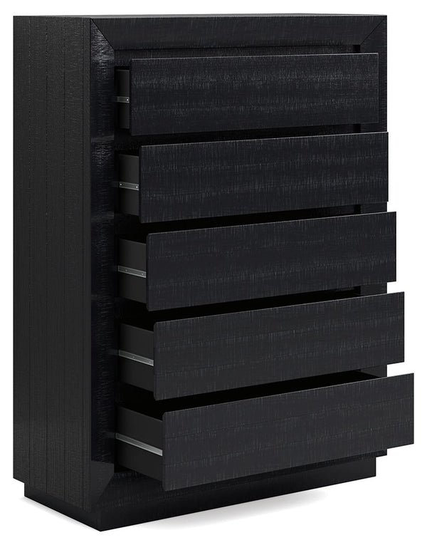 Londer - Black - Five Drawer Chest