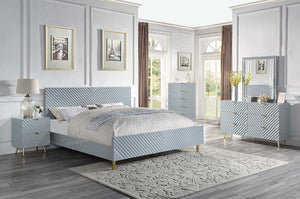 Gaines - Queen Bed - Gray High Gloss Finish