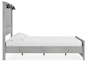 Cottonburg - Light Gray / White - Queen Panel Bed with Sconce Lights