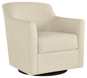 Down with uptown style. This swivel accent chair goes to town with a high-design aesthetic that-'s temptingly affordable. An ideal way to enhance your lounge space, this chair with a 360-degree swivel base brings casually chic style full circle.<br><br><b