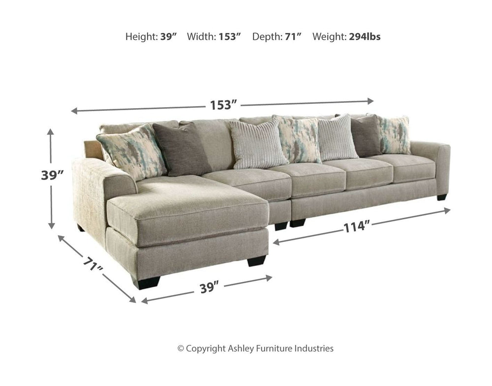 Plush and lovely, this large sectional delights with deep comfort. Itâ€™s casually styled with big, roomy seats and modern textured chenille upholstery. Youâ€™ll find comfort in its soft back and reversible seat cushions. Guests are sure to fight over who