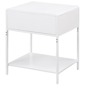 Amherst - 1-Drawer Radio Weave Rattan Metal Side Table - White