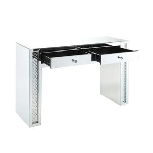  Rectangular Vanity Desk â€¢ Storage: 2 Top Drw (Open Base) â€¢ Beveled Mirrored Finish