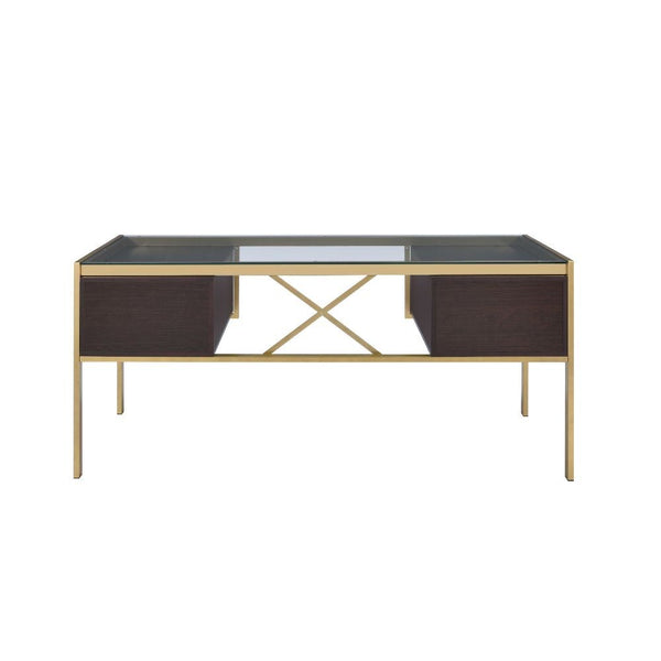  while keeping all your essentials neatly and safely tucked away. The gold finish and tempered glass top