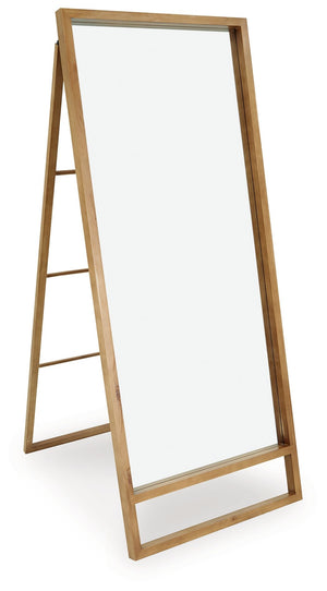 Add contemporary appeal to your home with this freestanding floor mirror. Its clean design and reflective surface create a sleek, spacious look. Admire your reflection while keeping your wardrobe essentials close by on the ladder-back easel stand. Who doe