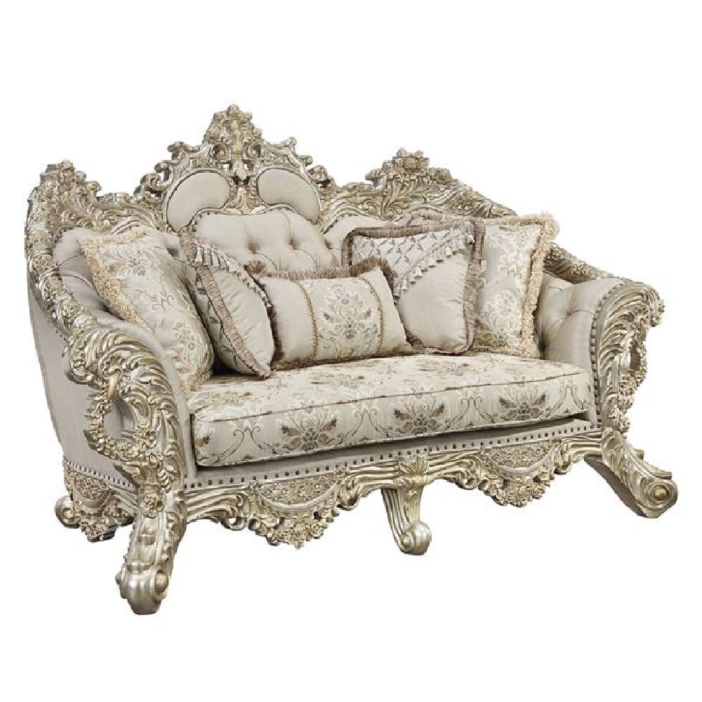 Bring a touch of divine royalty into your living space with the Danae sofa. Beautifully designed with over-the-top crown and floral moldings to reflect the inner royal in you. Classic features such as a tufted backrest help enhance the piece. The sturdy w
