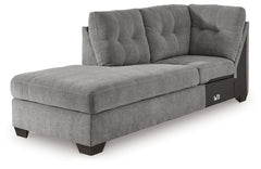This left-arm facing corner chaise is made with polyester upholstery. Pairs with other items in the series to make a sectional.<br><br><b>Additional Dimensions</b><br><ul><li>Arm height: 38-"</li><li>Distance between arms: 21-"</li><li>Seat depth: 76-"</l