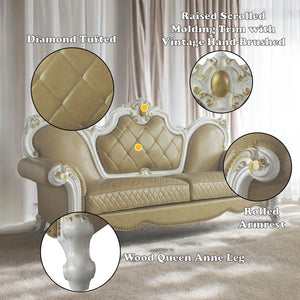 Picardy - Sofa - Antique Pearl & Butterscotch PU