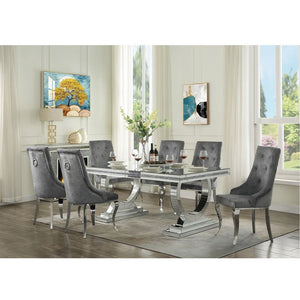 Dekel - Side Chair (Set of 2) - Gray Fabric & Stainless Steel