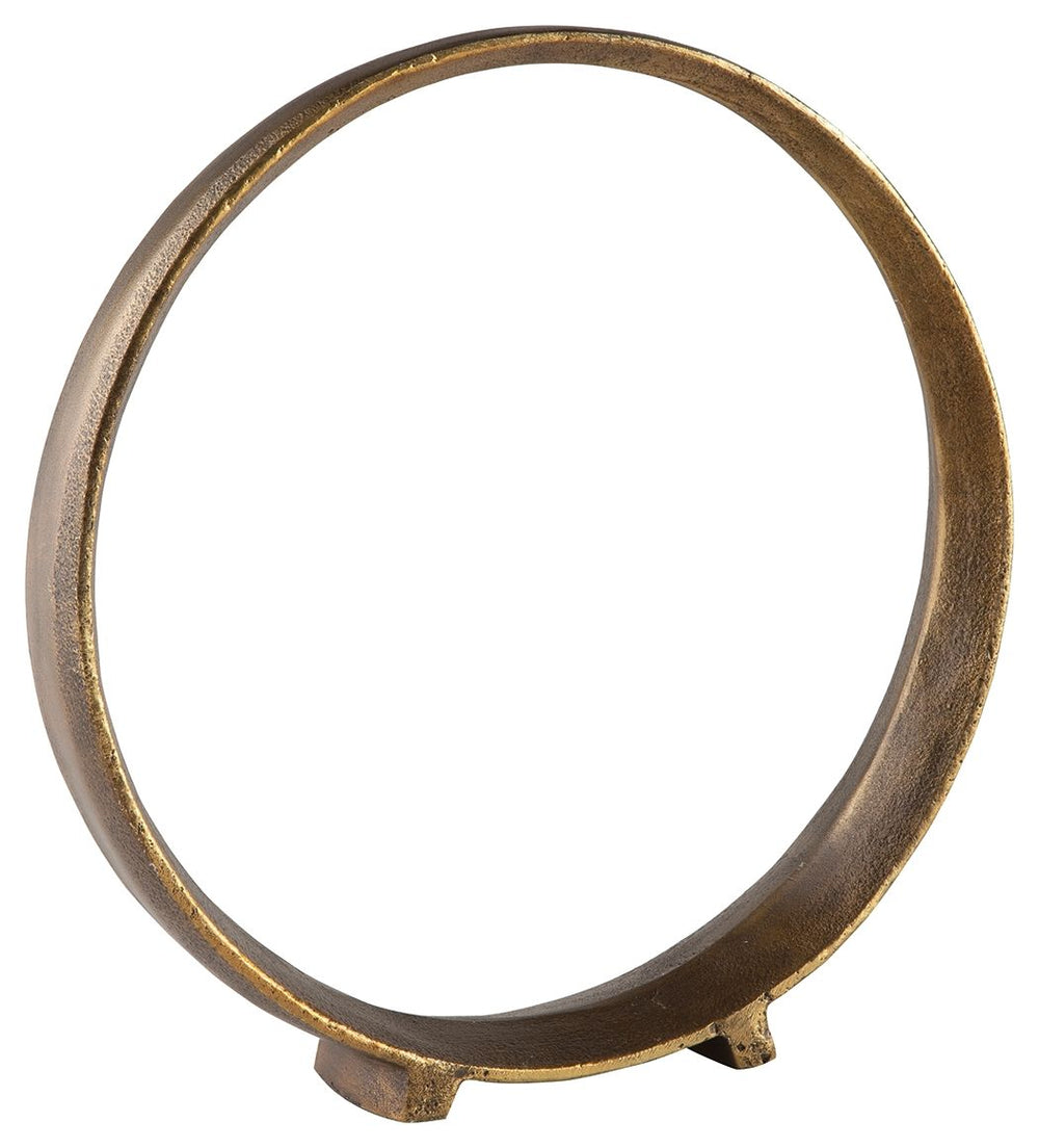 A modern take on classic geometric design, this sculpture rounds out your decor in sleek style. The antiqued brass-tone finish has a rustically luxe look that remains versatile, suiting spaces from contemporary to casual.<br/><br/><b>Product Features</b><
