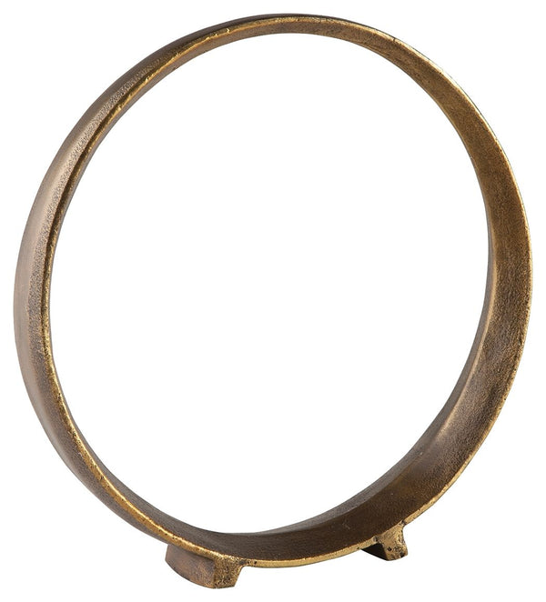 A modern take on classic geometric design, this sculpture rounds out your decor in sleek style. The antiqued brass-tone finish has a rustically luxe look that remains versatile, suiting spaces from contemporary to casual.<br/><br/><b>Product Features</b><