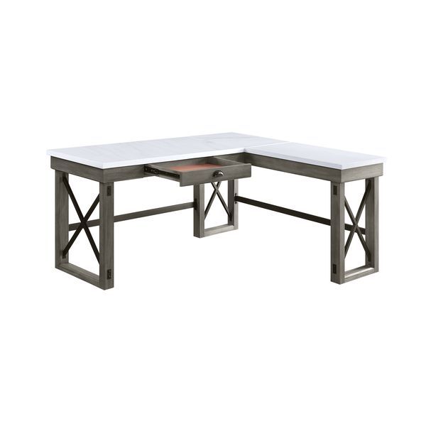 Talmar - Writing Desk - Marble Top & Weathered Gray Finish