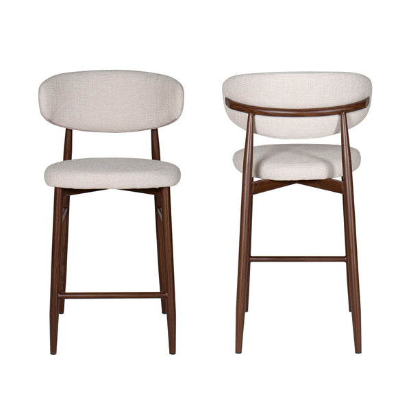 Royce - Counter Chair With Metal Frame (Set of 2) - Beige / Walnut