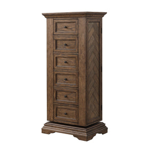 Discover the Mar Vista Swivel Lingerie Chest, a testament to craftsmanship and timeless design. Constructed from solid Rubberwood and Oak veneers, this piece promises enduring strength and stability. Its rich walnut finish, achieved through meticulous dis