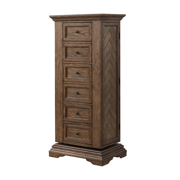 Discover the Mar Vista Swivel Lingerie Chest, a testament to craftsmanship and timeless design. Constructed from solid Rubberwood and Oak veneers, this piece promises enduring strength and stability. Its rich walnut finish, achieved through meticulous dis