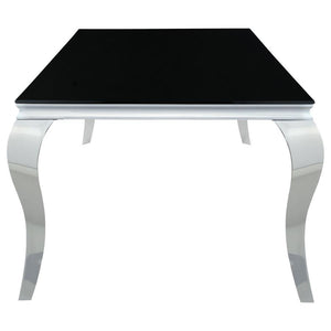 Carone - Rectangular Glass Top Dining Table - Black And Chrome