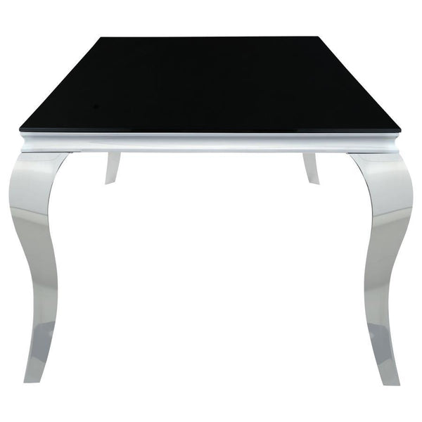 Carone - Rectangular Glass Top Dining Table - Black And Chrome